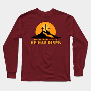 Easter morning spiritual sunrise cross He has Risen Long Sleeve T-Shirt